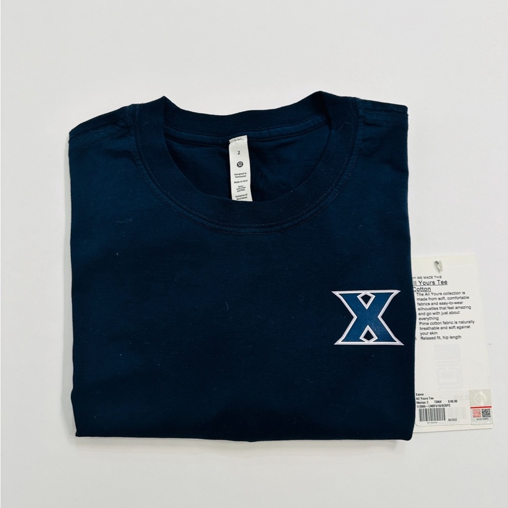 NWT | lululemon | 2 | all yours tee cotton - xavier university